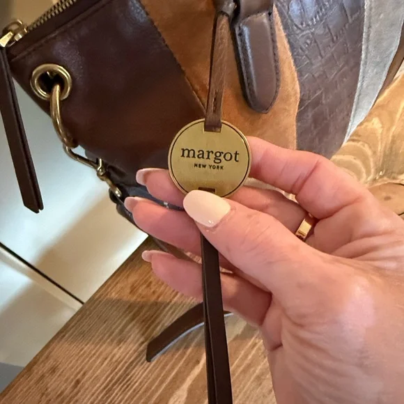 Margot Genuine Leather Boho Neutral Leather Satchel/Crossbody; NWT - Picture 9 of 10